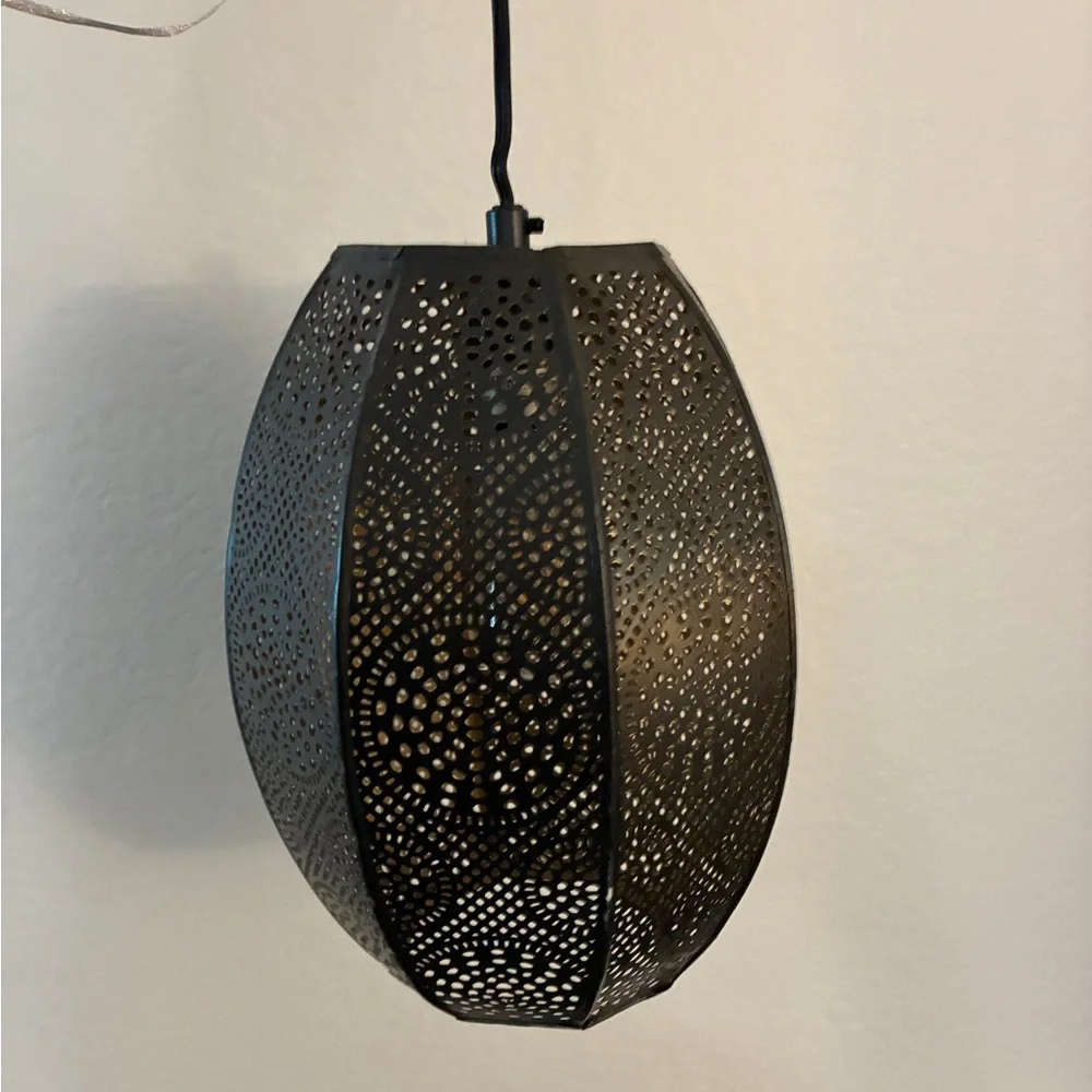 Black Metal Hanging Lantern Lamp Laser cut Moroccan Morocco